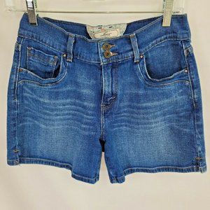Levis Denim Shorts Size 4 Small (29" x 5 1/2") Jeans Blue Stretch Distressed